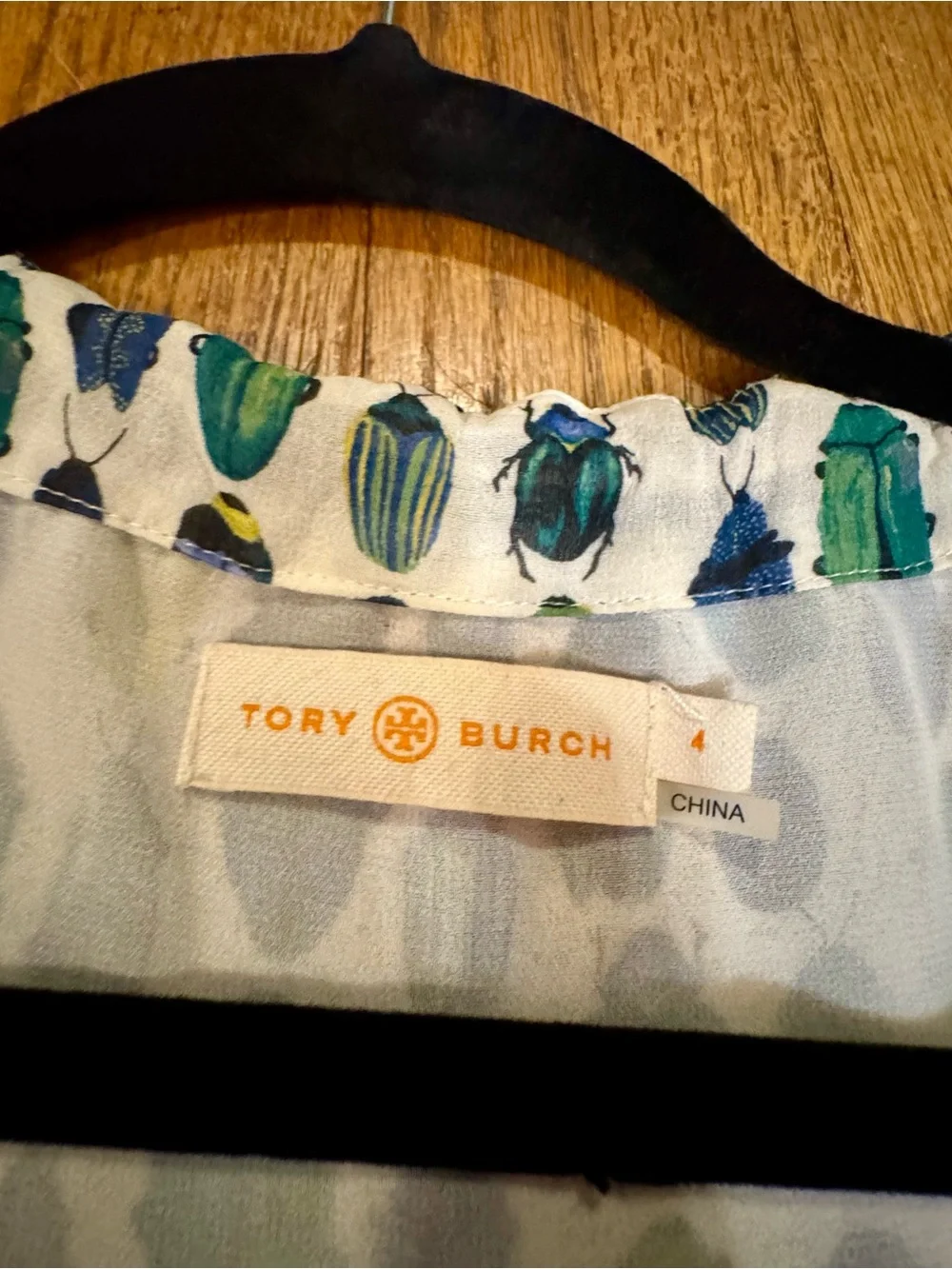 Tory Burch Beetle Scarab Print Sleeveless Silk Tank